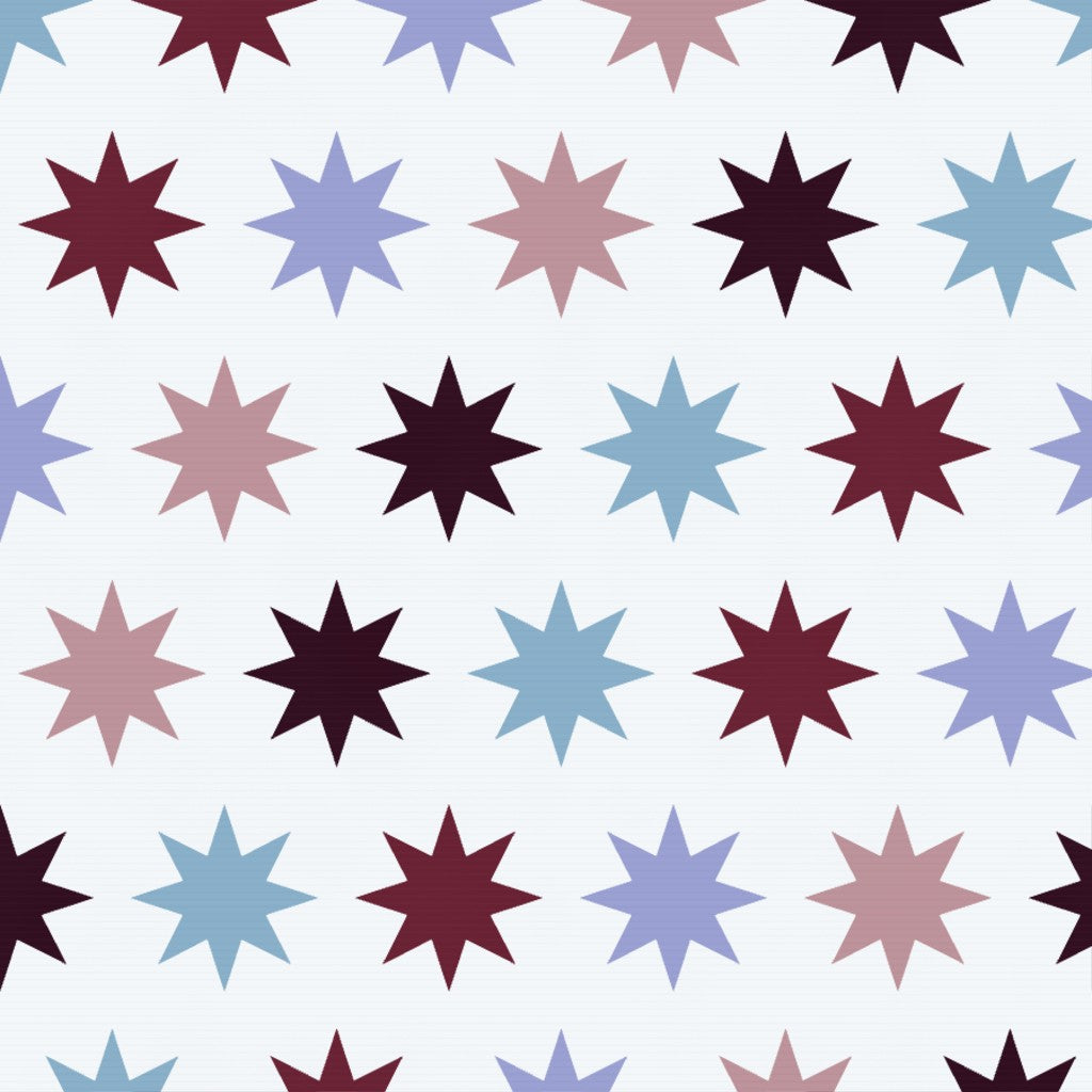 Icy Blue & Burgundy Moroccan Tile – Surface Pattern for Fabric Design