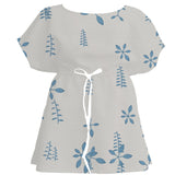 Cerulean & Raw Umber Botanical – Fabric Repeat Pattern Digital Download — Women's Dress