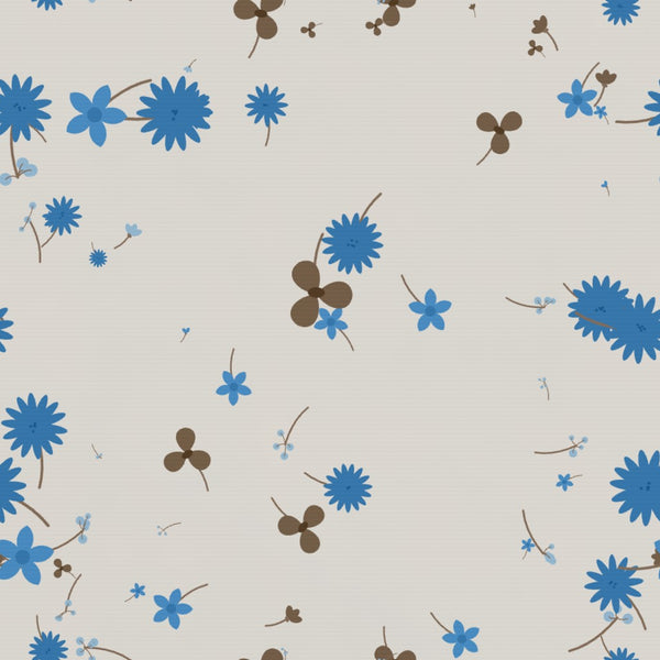Cerulean & Raw Umber Floral – Seamless Pattern for Fabric & Wallpaper