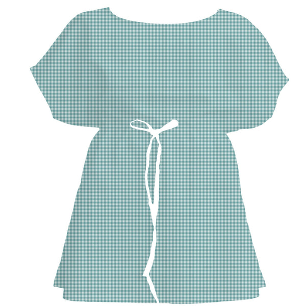 Deep Teal Gingham Check – Seamless Pattern for Fabric & Wallpaper — Women's Dress