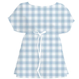 Icy Blue & Burgundy Gingham Check – Fabric Repeat Pattern Digital Download — Women's Dress
