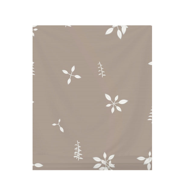 Mushroom Taupe Botanical – Surface Pattern for Fabric Design — Draped Fabric on Shiplap