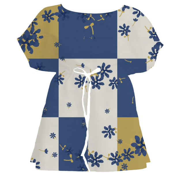 Navy & Mustard Geometric – Fabric Repeat Pattern Digital Download — Women's Dress