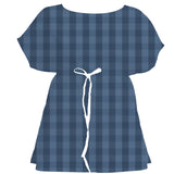Navy Washed Gingham Check – Fabric Repeat Pattern Digital Download — Women's Dress