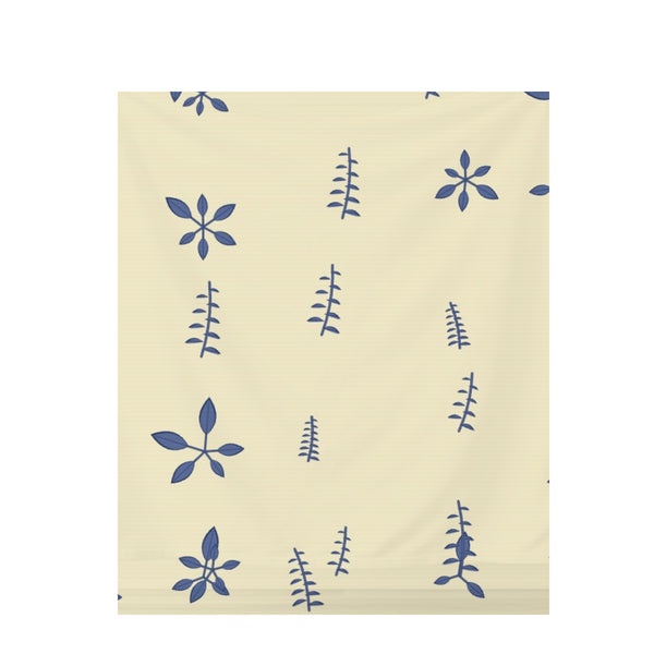 Shibori Indigo Botanical – Seamless Pattern for Fabric & Wallpaper — Draped Fabric on Shiplap