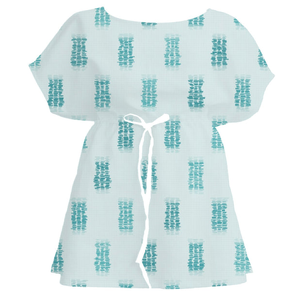 Transformative Teal Ikat Weave – Seamless Pattern for Fabric & Wallpaper — Women's Dress