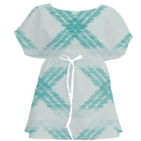 Transformative Teal Ikat Weave – Seamless Pattern for Fabric & Wallpaper — Women's Dress