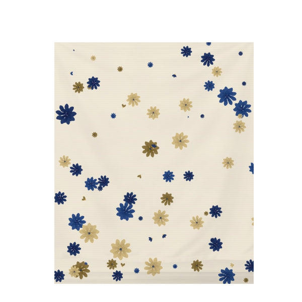 Ultramarine & Gold Floral – Seamless Pattern for Fabric & Wallpaper — Draped Fabric on Shiplap
