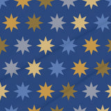 Ultramarine & Gold Moroccan Tile – Surface Pattern for Fabric Design — Cotton Fabric Swatch