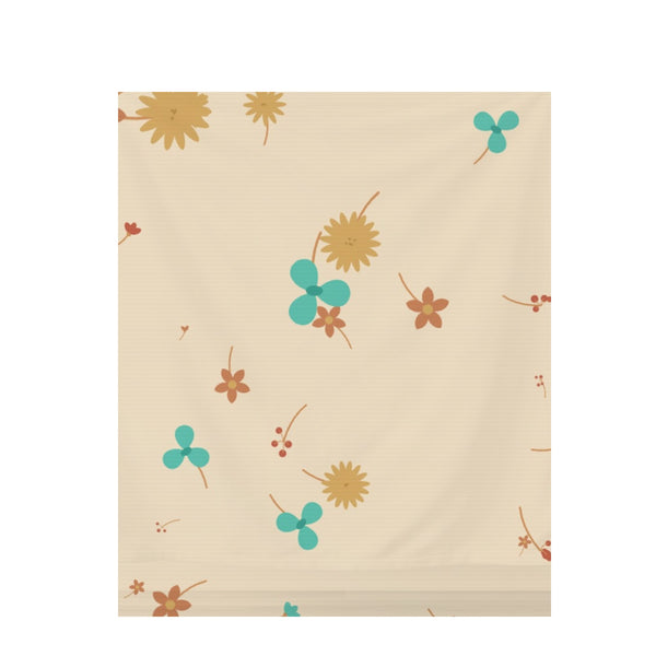 Warm Sunset Floral – Seamless Pattern for Fabric & Wallpaper — Draped Fabric on Shiplap