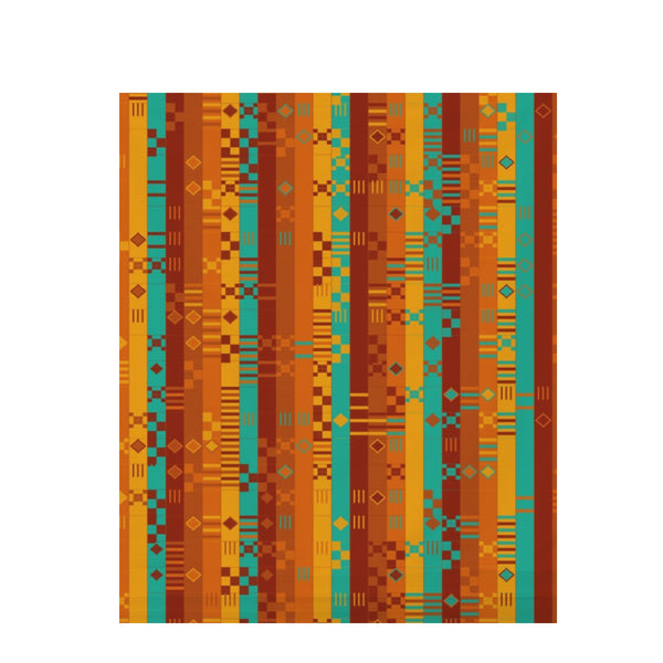 Warm Sunset Kente – Surface Pattern for Fabric Design — Draped Fabric on Shiplap